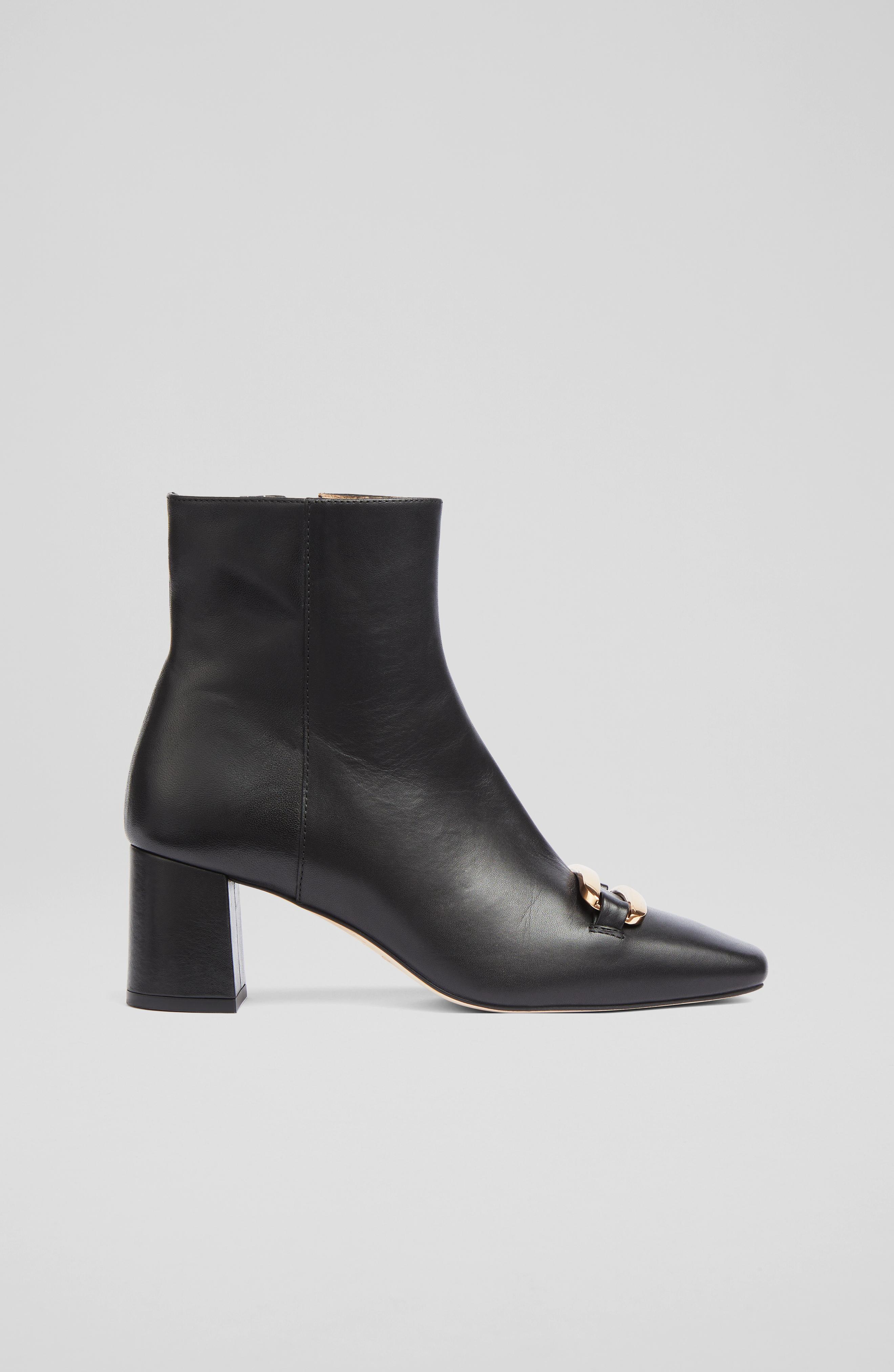 Bryony Black Leather Belted Ankle Boots Workwear Collections